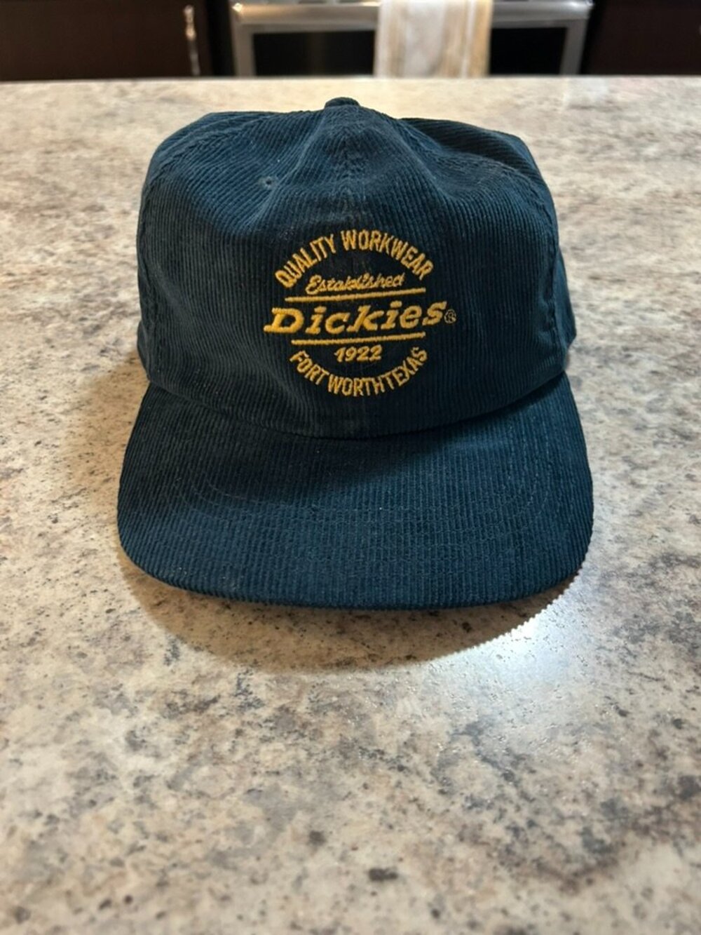 Dickies Vintage Style Corduroy Strapback Cap Hat – Dark Teal / Navy Blue - OS